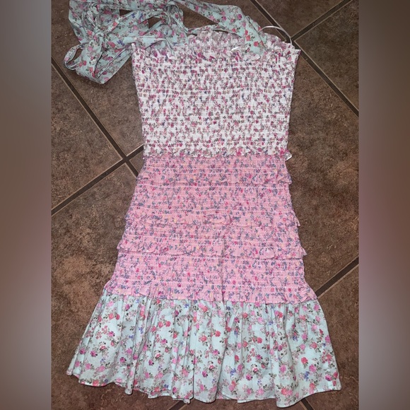 LoveShackFancy x Target Adeline Floral Print Smocked Tiered Mini Dress size XXS - Picture 10 of 12